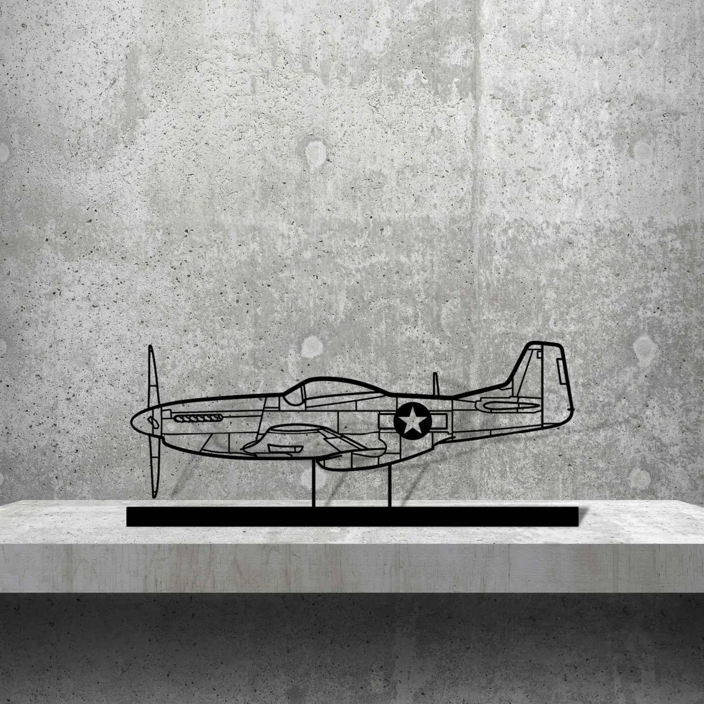 P-51 Mustang Silhouette Metal Art Stand