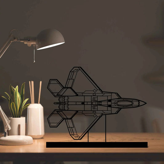F-22 Raptor Top Silhouette Metal Art Stand