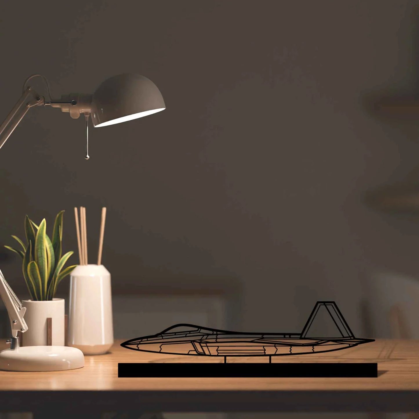 F-22 Raptor Silhouette Metal Art Stand