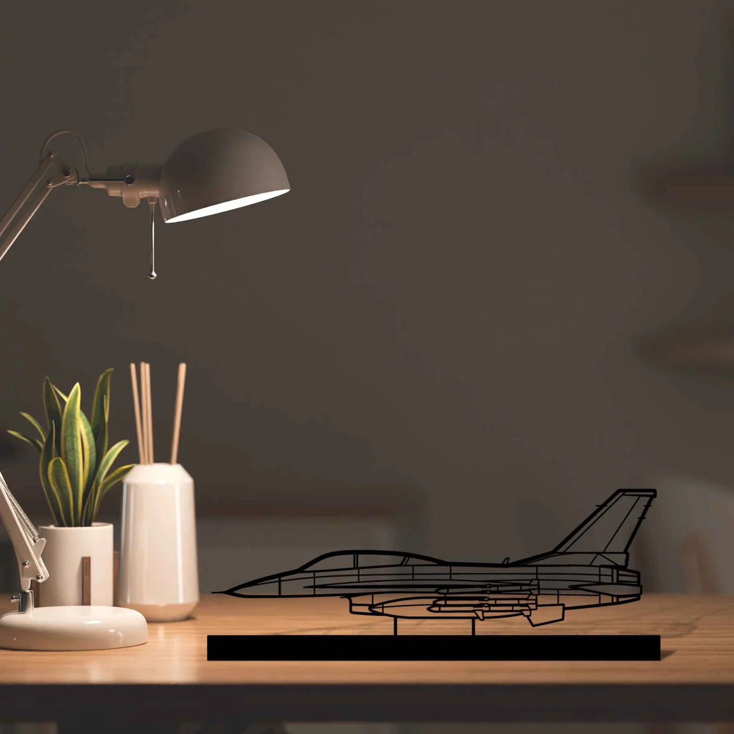 F-16D Silhouette Metal Art Stand