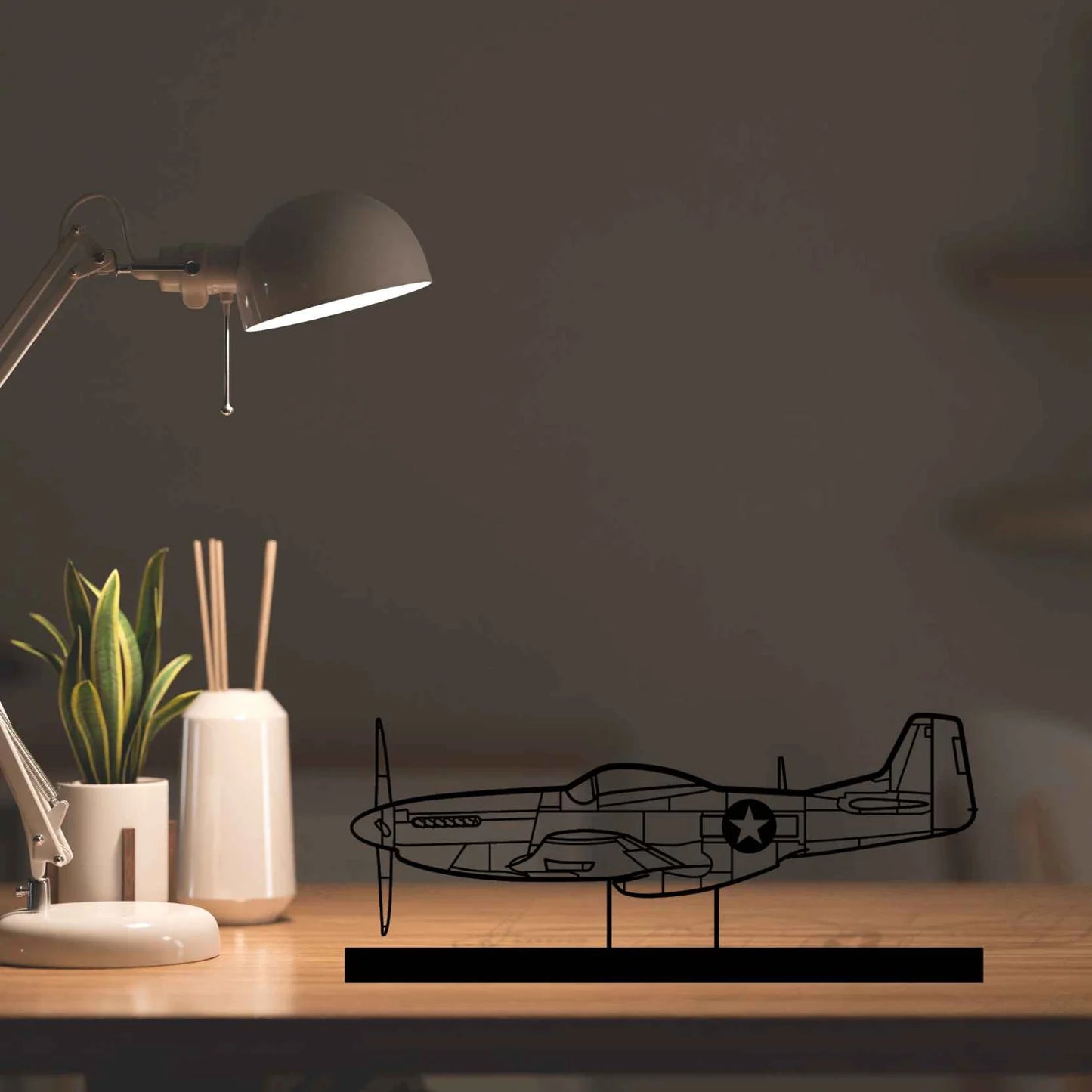 P-51 Mustang Silhouette Metal Art Stand