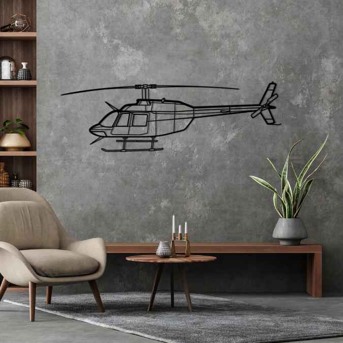 206B-3 JetRanger III Silhouette Metal Wall Art