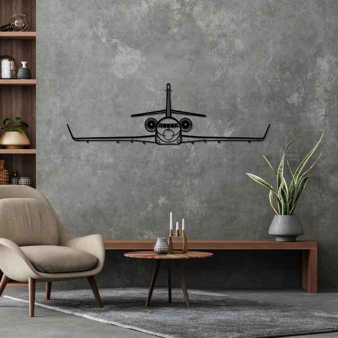 Falcon 2000LXS Front Silhouette Metal Wall Art