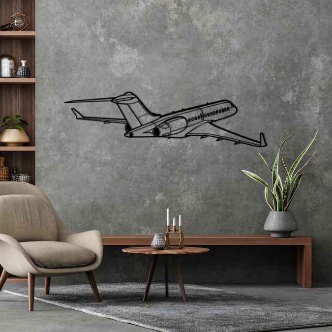 Global 6000 Back Angle Silhouette Metal Wall Art