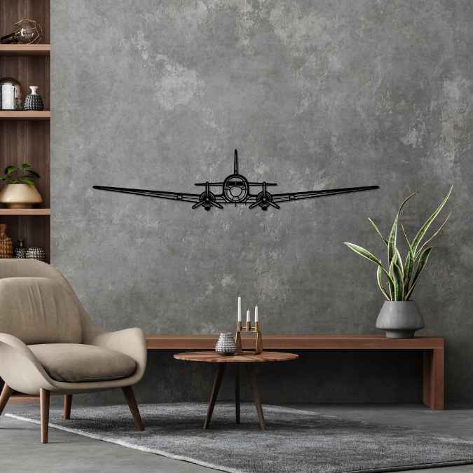 DC-3 Front Silhouette Metal Wall Art