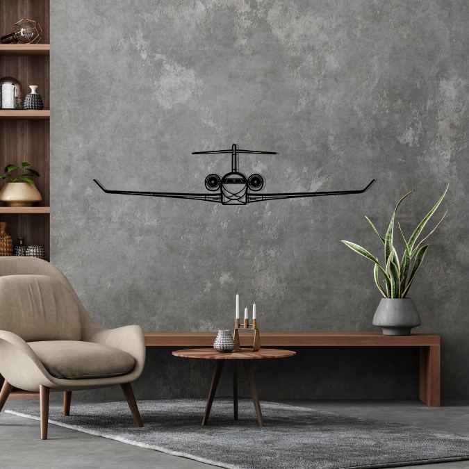 Global 7500 Front Silhouette Metal Wall Art