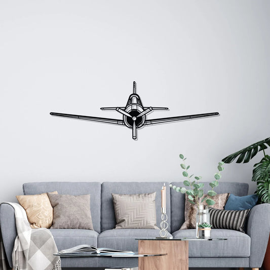 T-28 Trojan Front Silhouette Metal Wall Art