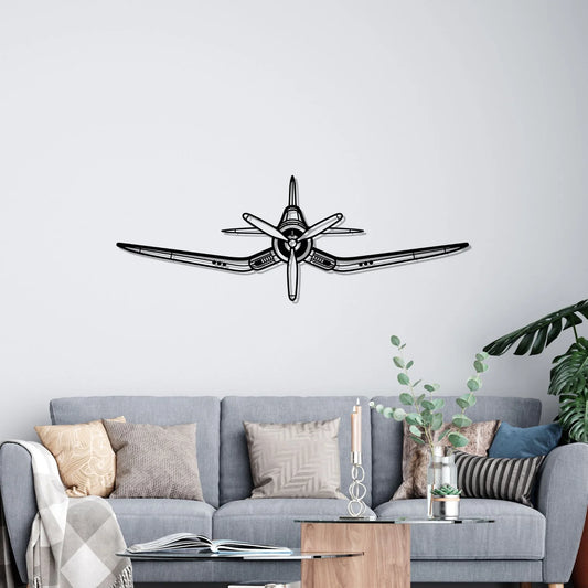 F4U Corsair Front Silhouette Metal Wall Art