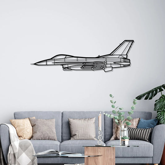 F-16C Missiles Silhouette Metal Wall Art