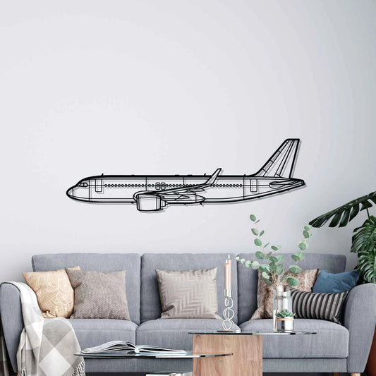 A320neo Silhouette Metal Wall Art