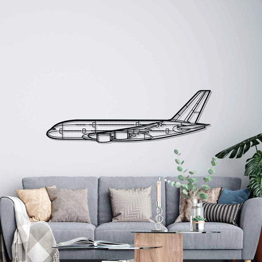 A380-800 Silhouette Metal Wall Art