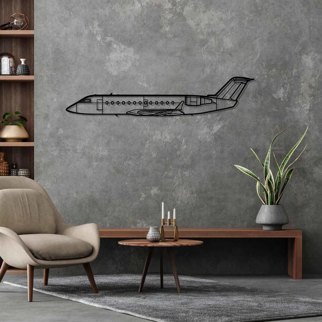 CRJ200 Silhouette Metal Wall Art