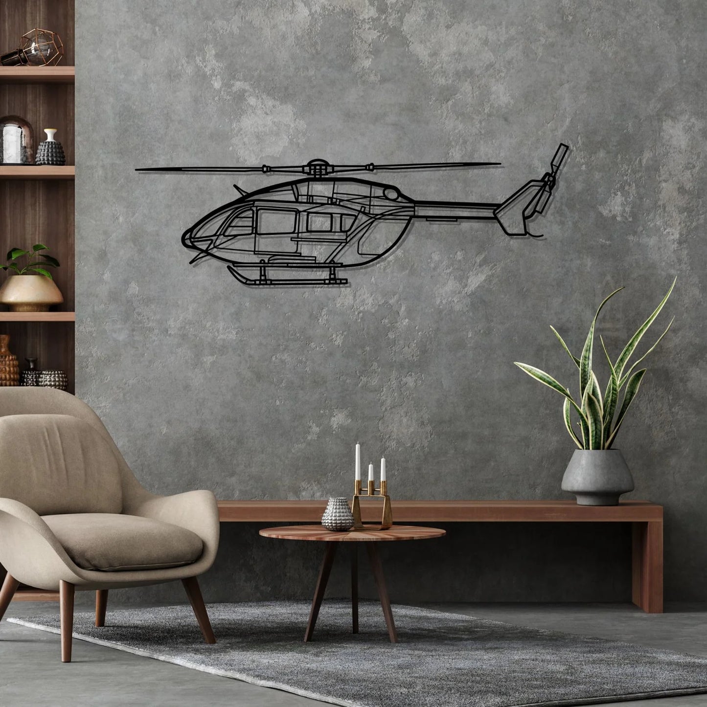 EC-145 Silhouette Metal Wall Art