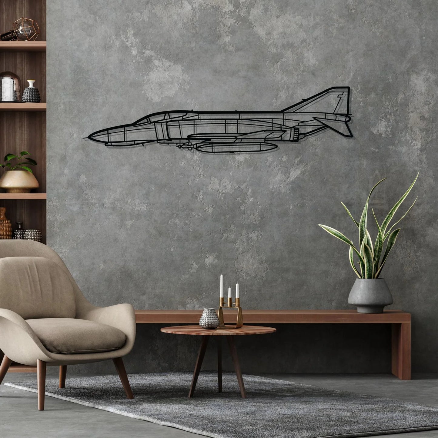 F-4E Phantom Silhouette Metal Wall Art