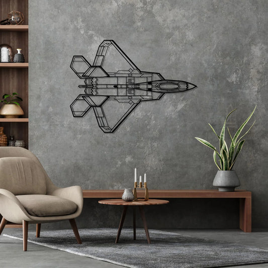 F-22 Raptor Top Silhouette Metal Wall Art