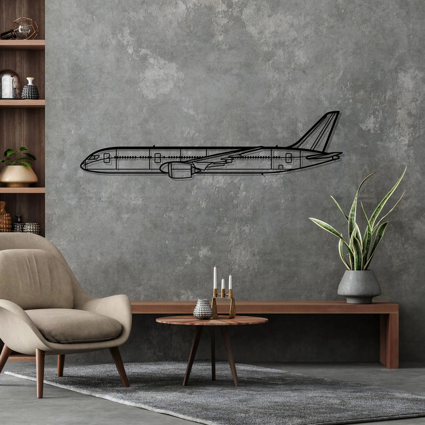B787 Dreamliner Silhouette Metal Wall Art