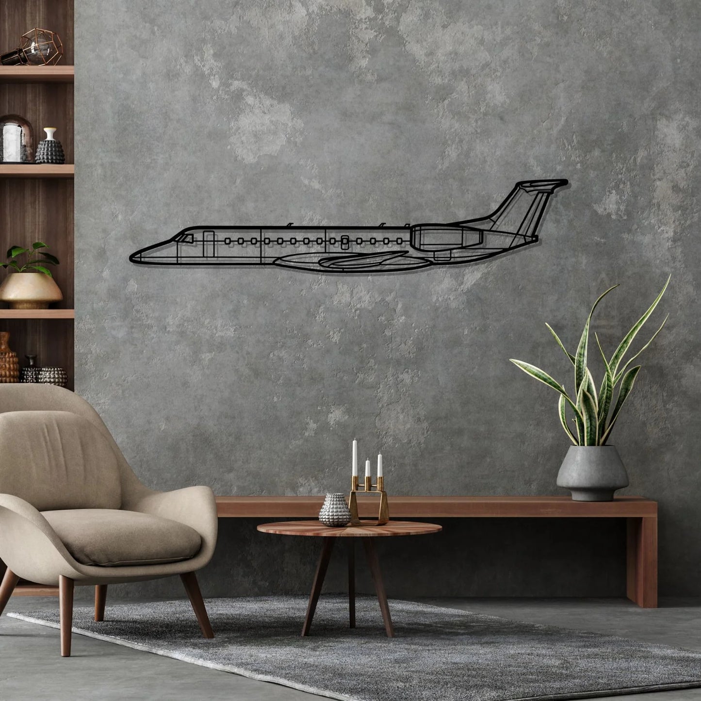 ERJ-135 Silhouette Metal Wall Art