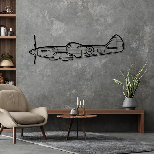 Spitfire MK XIV Silhouette Metal Wall Art