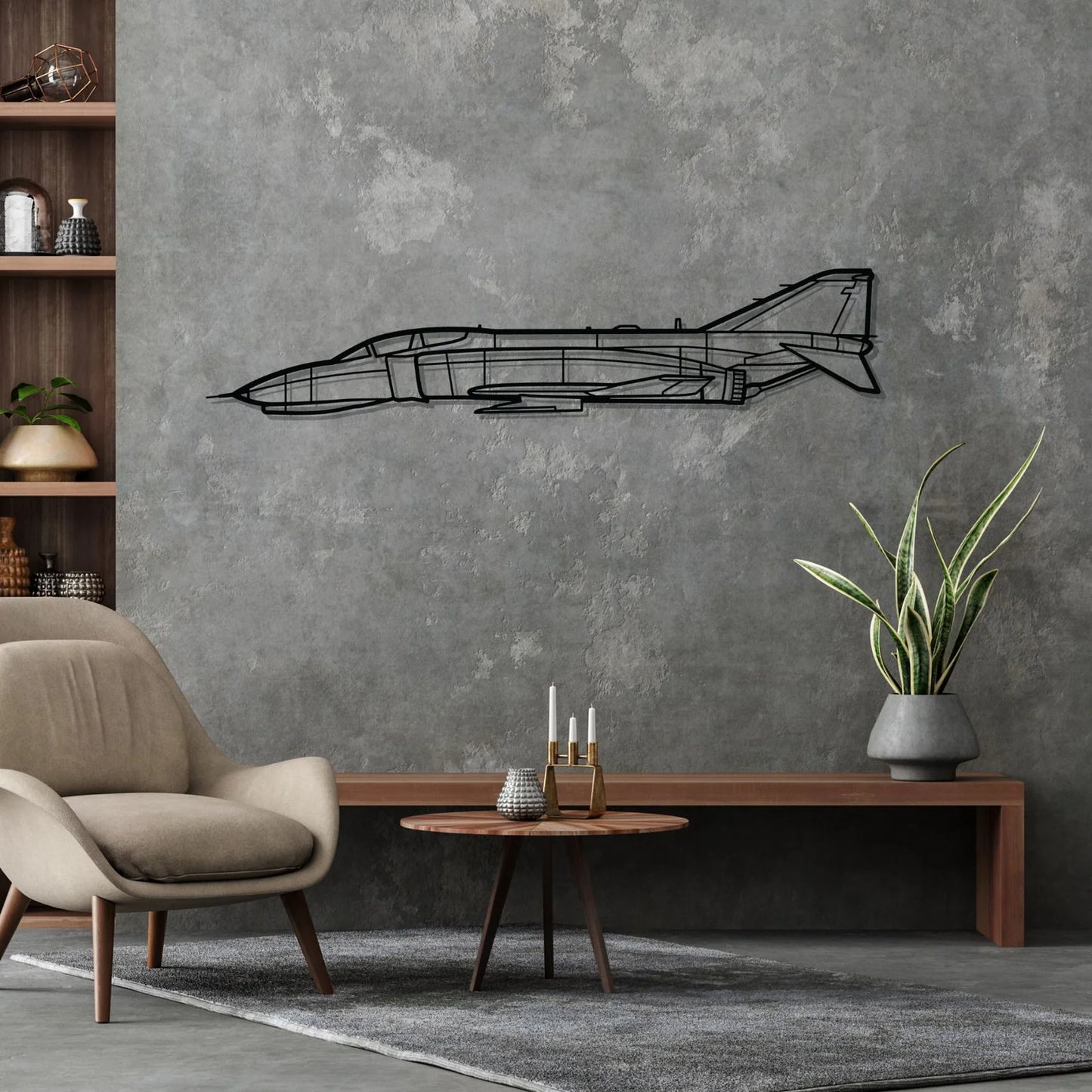 F-4 Phantom Silhouette Metal Wall Art