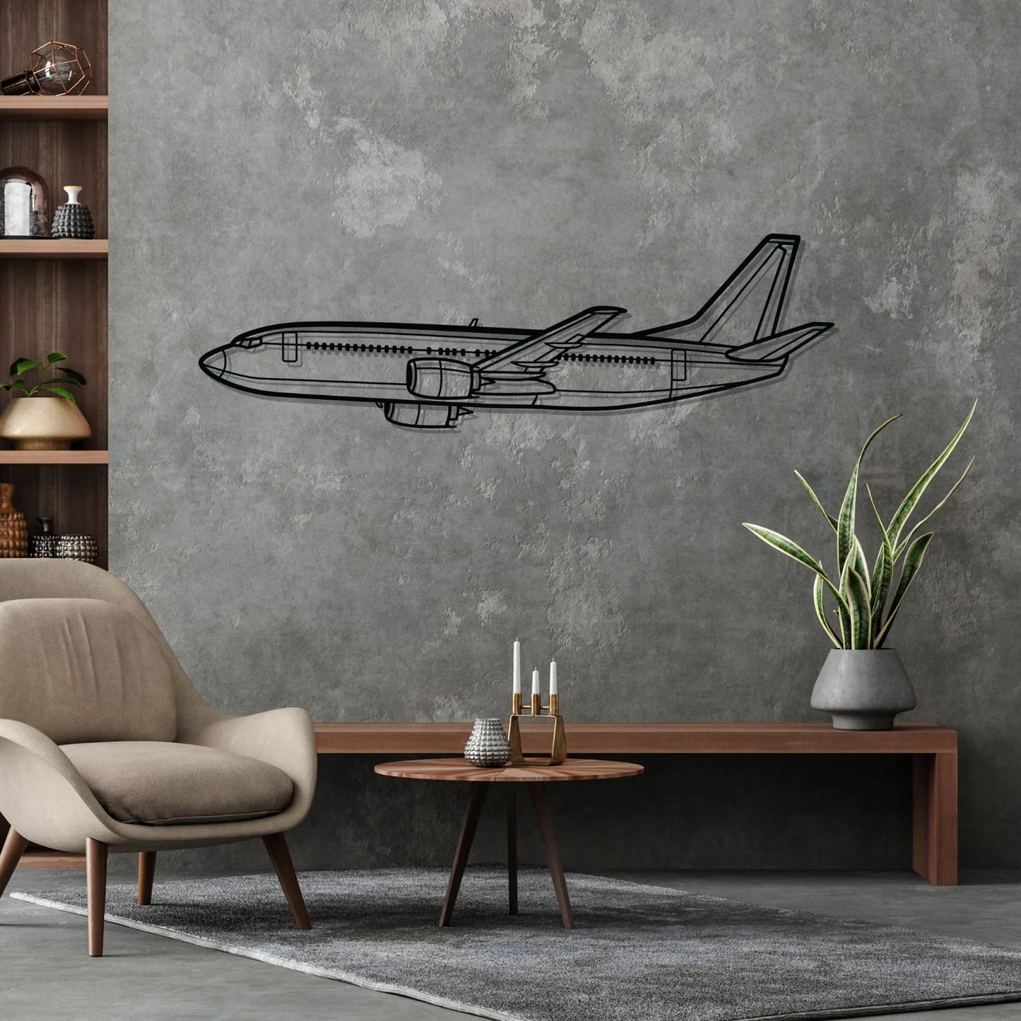 B737-300 Angle Silhouette Metal Wall Art