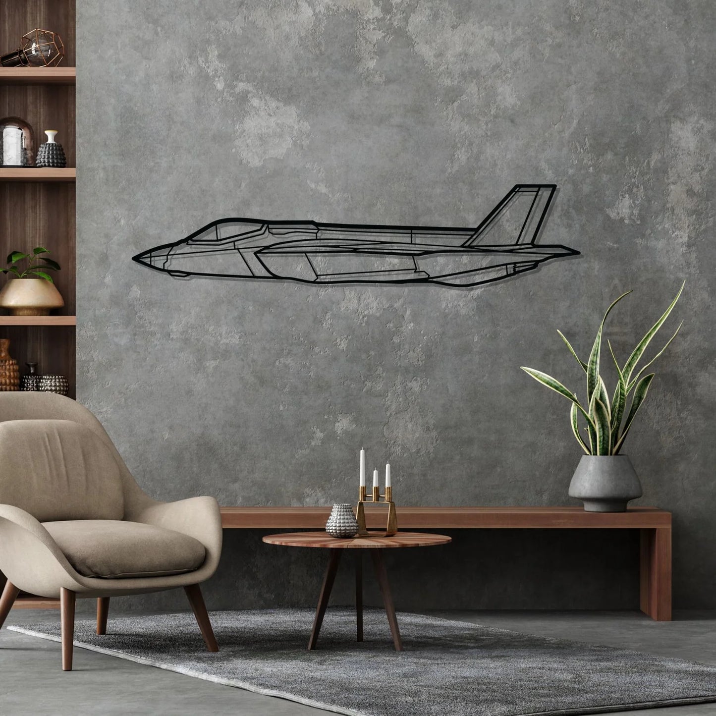 F35A Lightning ll Silhouette Metal Wall Art