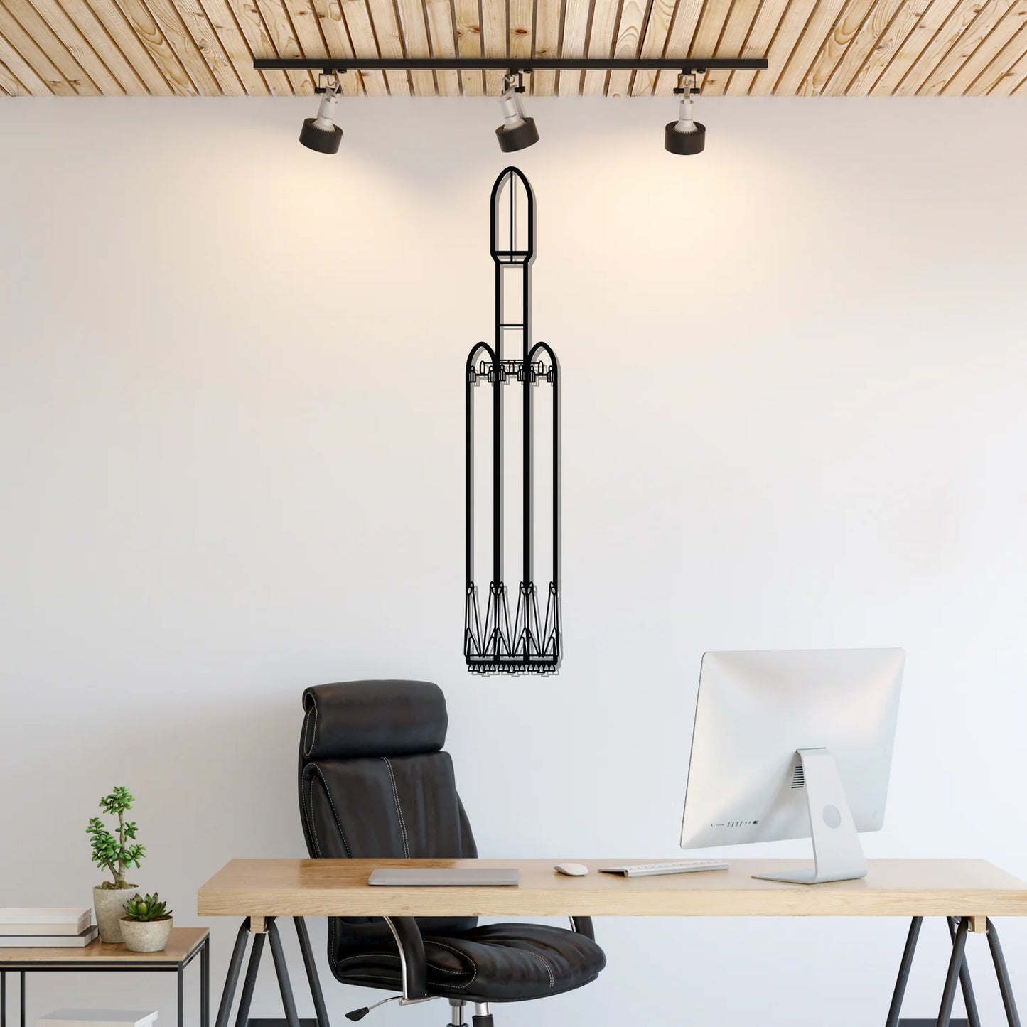 Falcon Heavy Silhouette Metal Wall Art