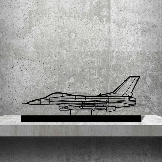 F-16C Missiles Silhouette Metal Art Stand