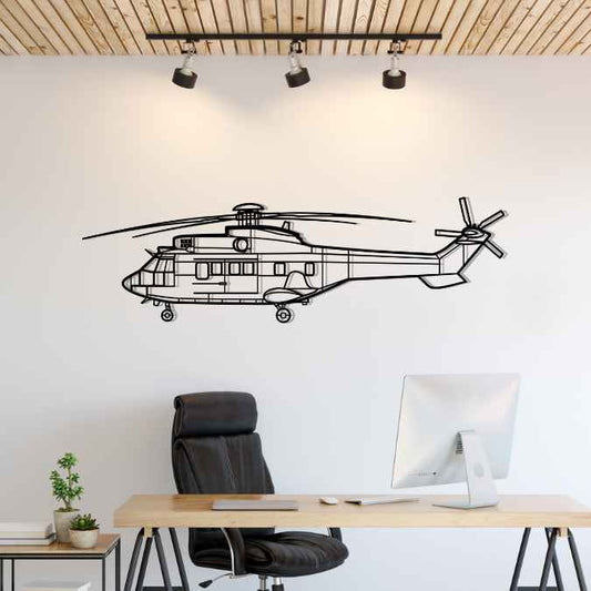 AS332 Super Puma Silhouette Metal Wall Art