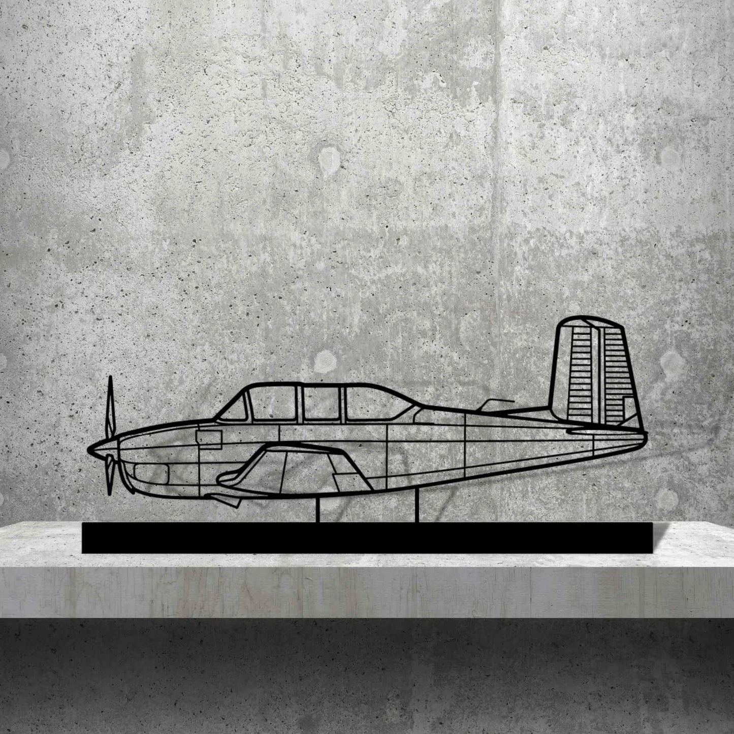 T-34A Mentor Silhouette Metal Art Stand