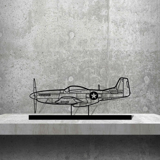 P-51 Mustang Silhouette Metal Art Stand