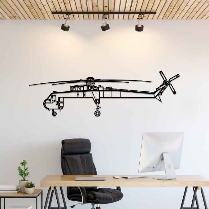 S-64 Skycrane Silhouette Metal Wall Art