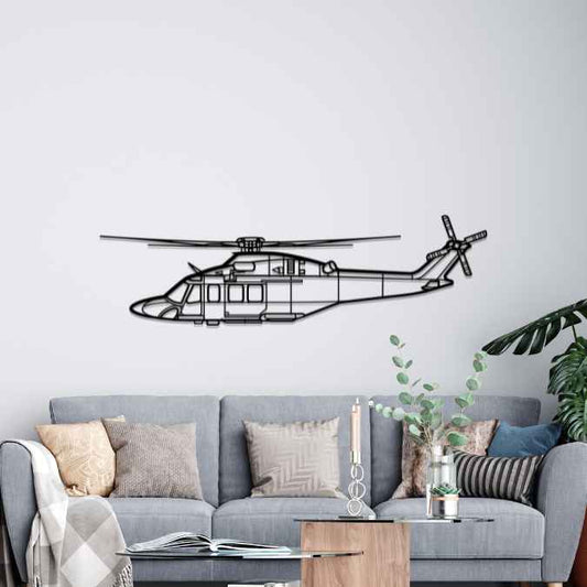 AW139 Silhouette Metal Wall Art