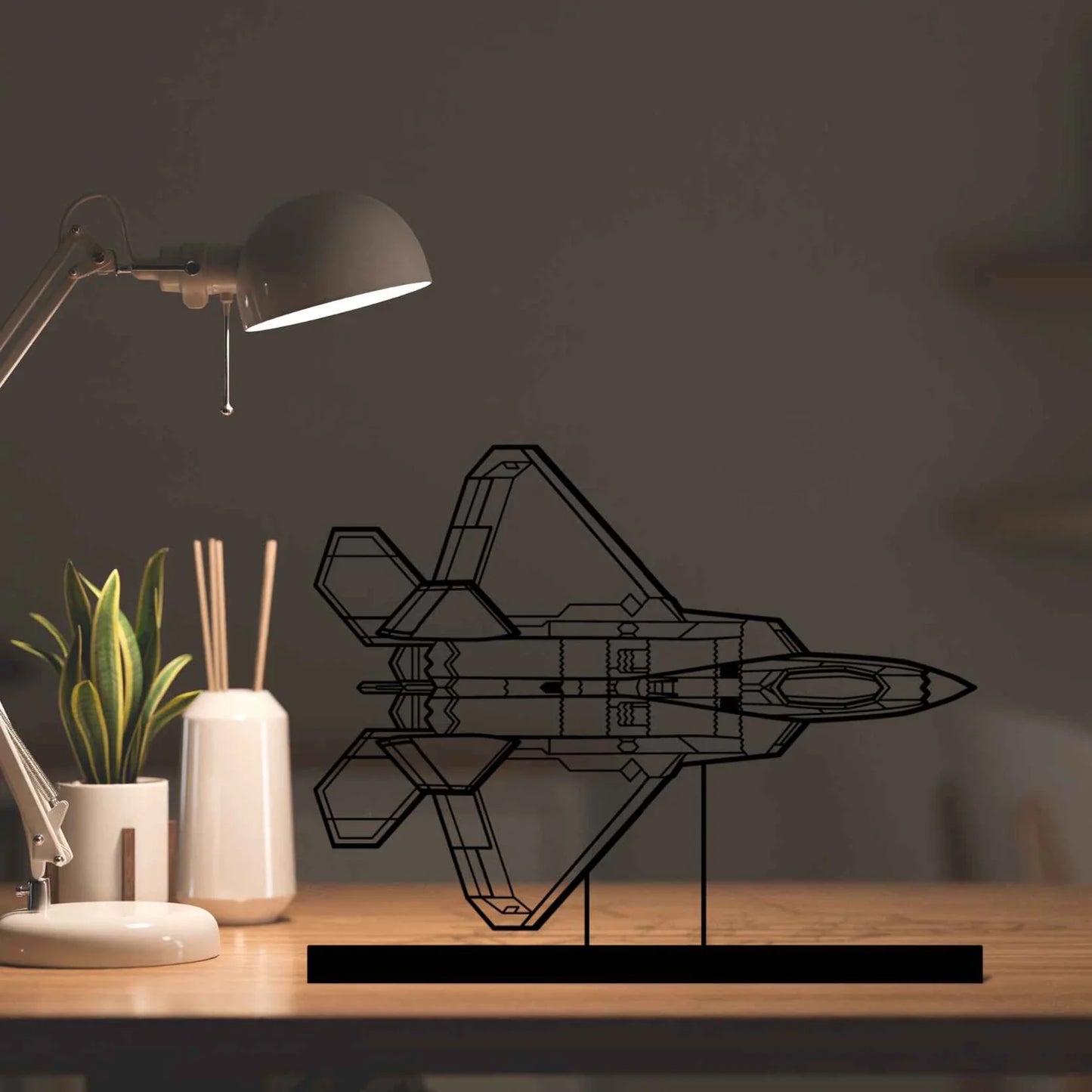 F-22 Raptor Top Silhouette Metal Art Stand