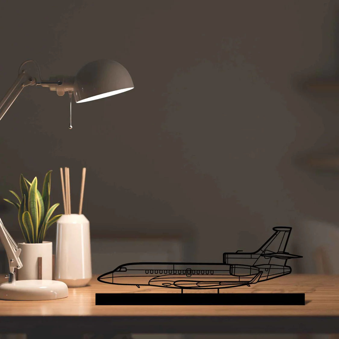 Falcon 7X Silhouette Metal Art Stand