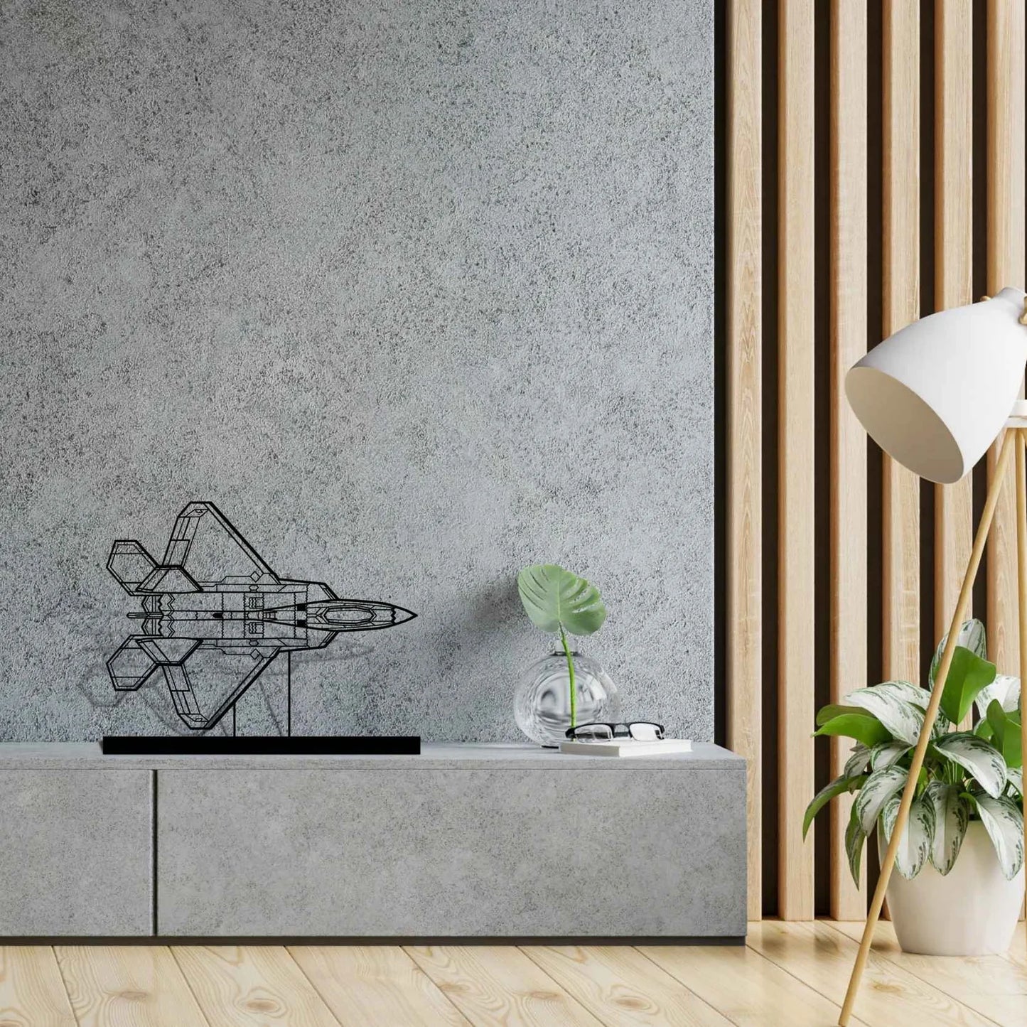F-22 Raptor Top Silhouette Metal Art Stand