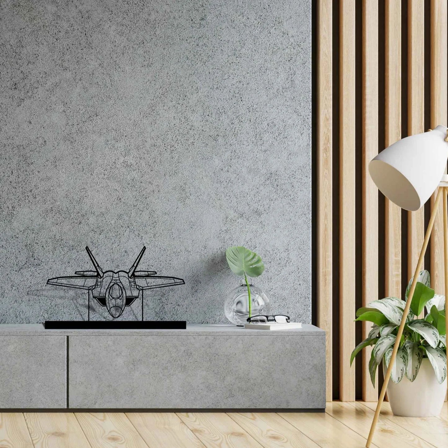 F-22 Raptor Angle Silhouette Metal Art Stand