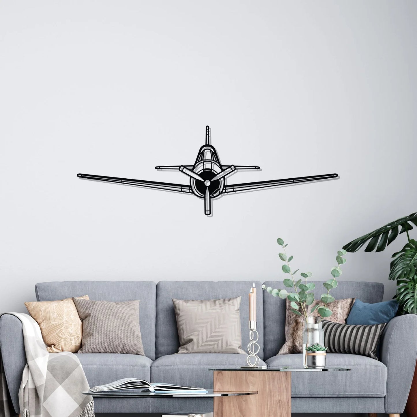 T-28 Trojan Front Silhouette Metal Wall Art