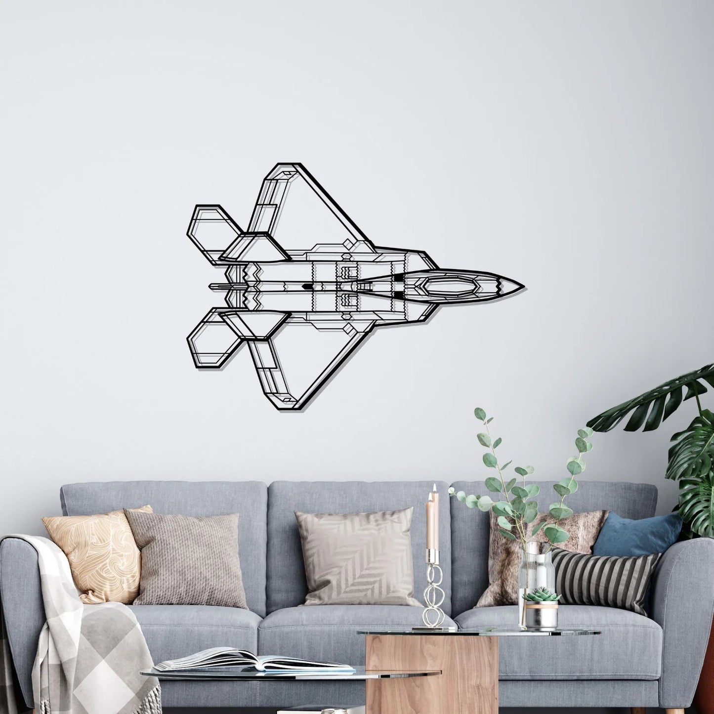 F-22 Raptor Top Silhouette Metal Wall Art