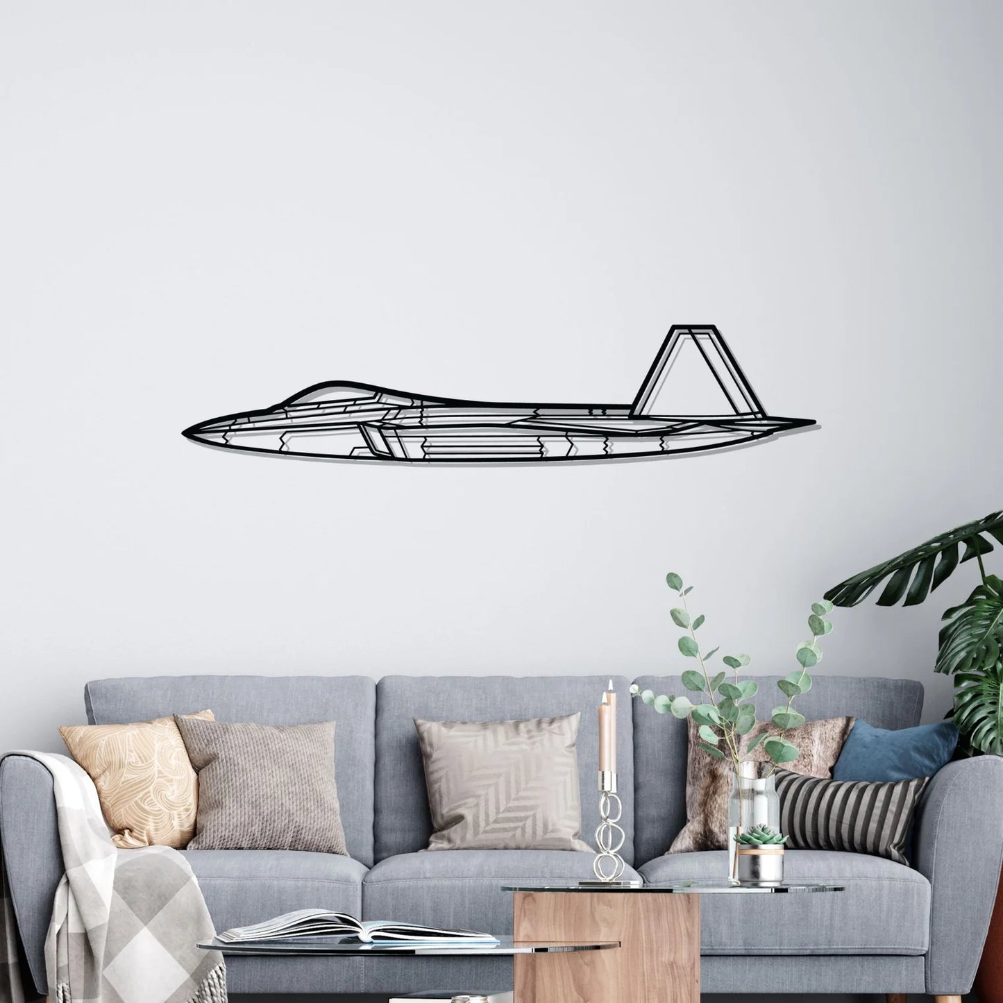 F-22 Raptor Silhouette Metal Wall Art