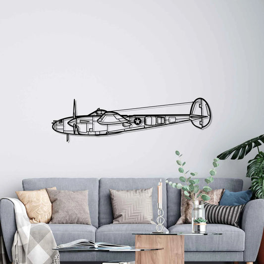 P-38L Lightning 1945 Silhouette Metal Wall Art