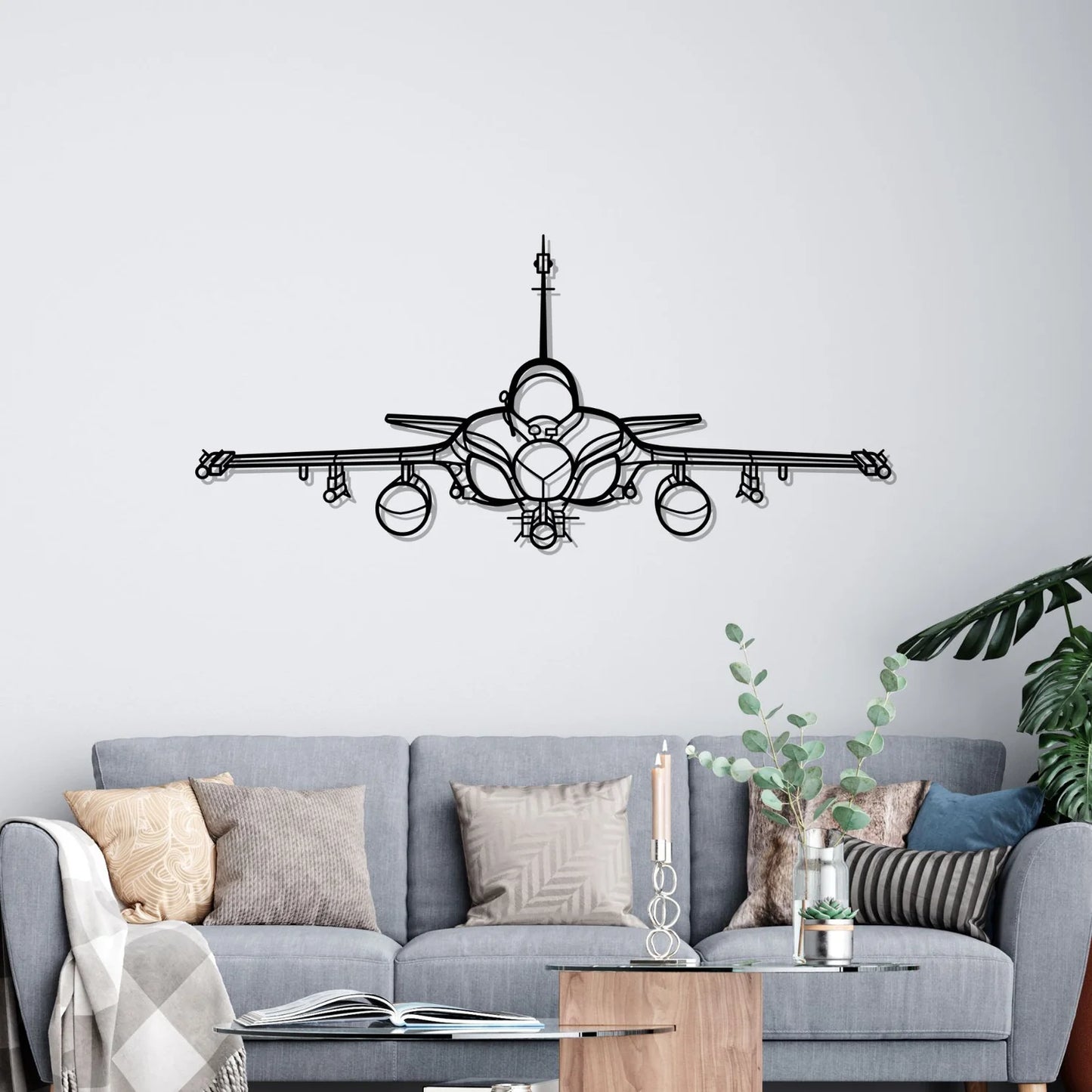 Rafale Front Silhouette Metal Wall Art