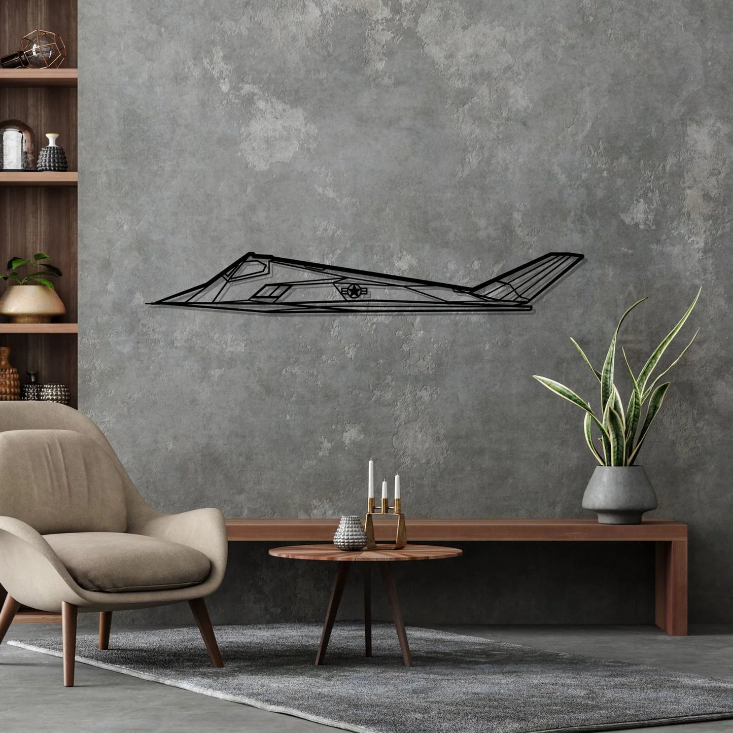 F-117 Nighthawk Silhouette Metal Wall Art