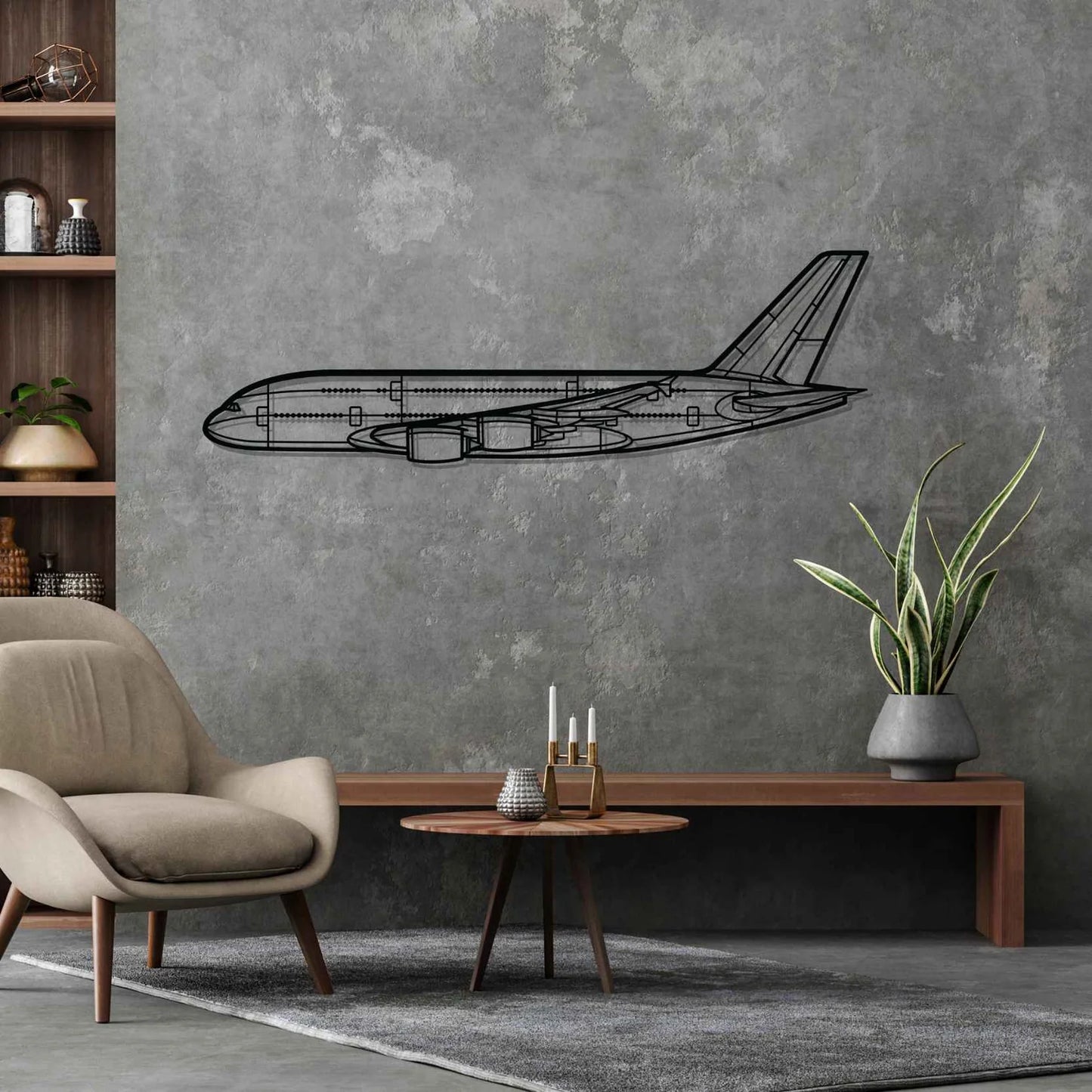 A380-800 Silhouette Metal Wall Art