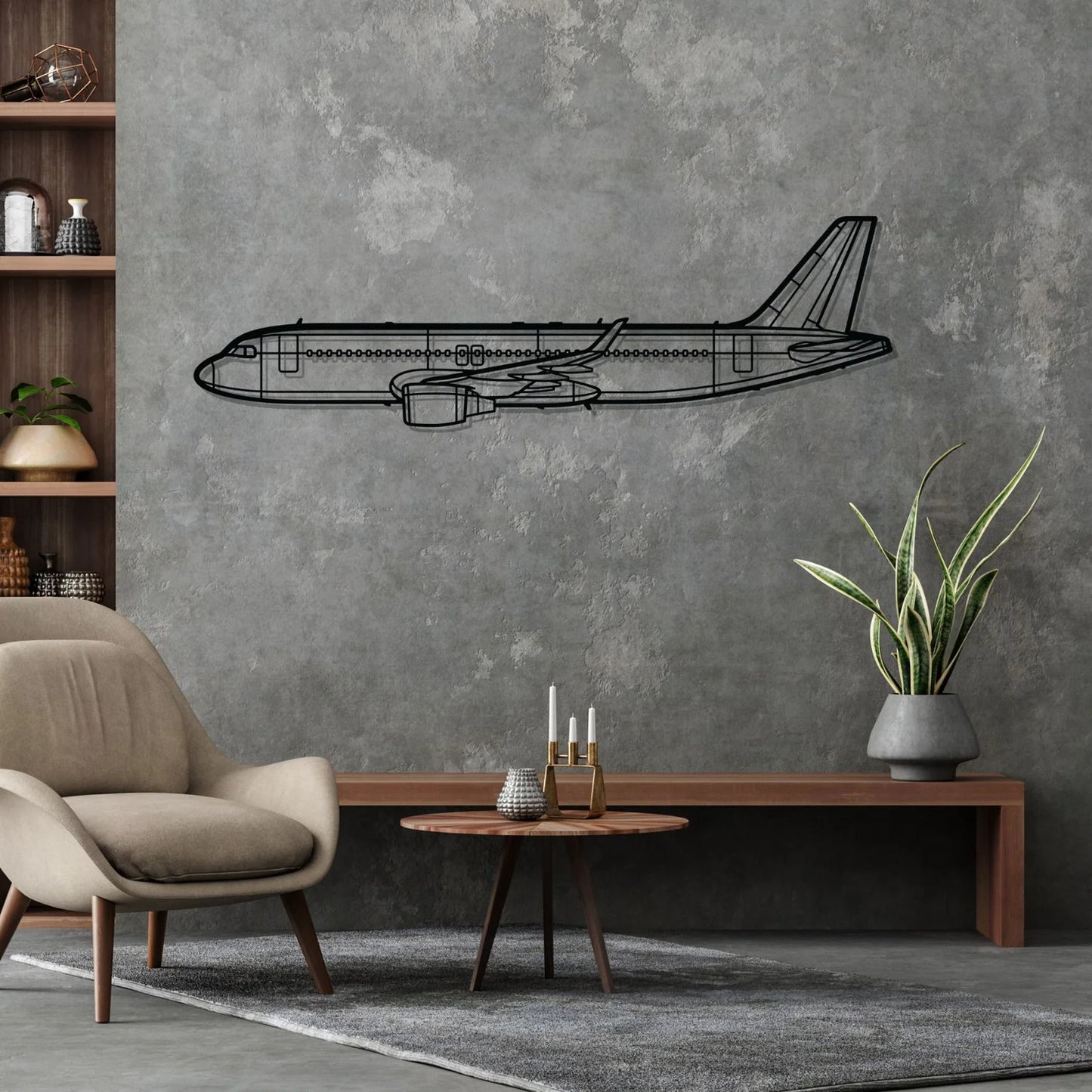 A320 Silhouette Metal Wall Art
