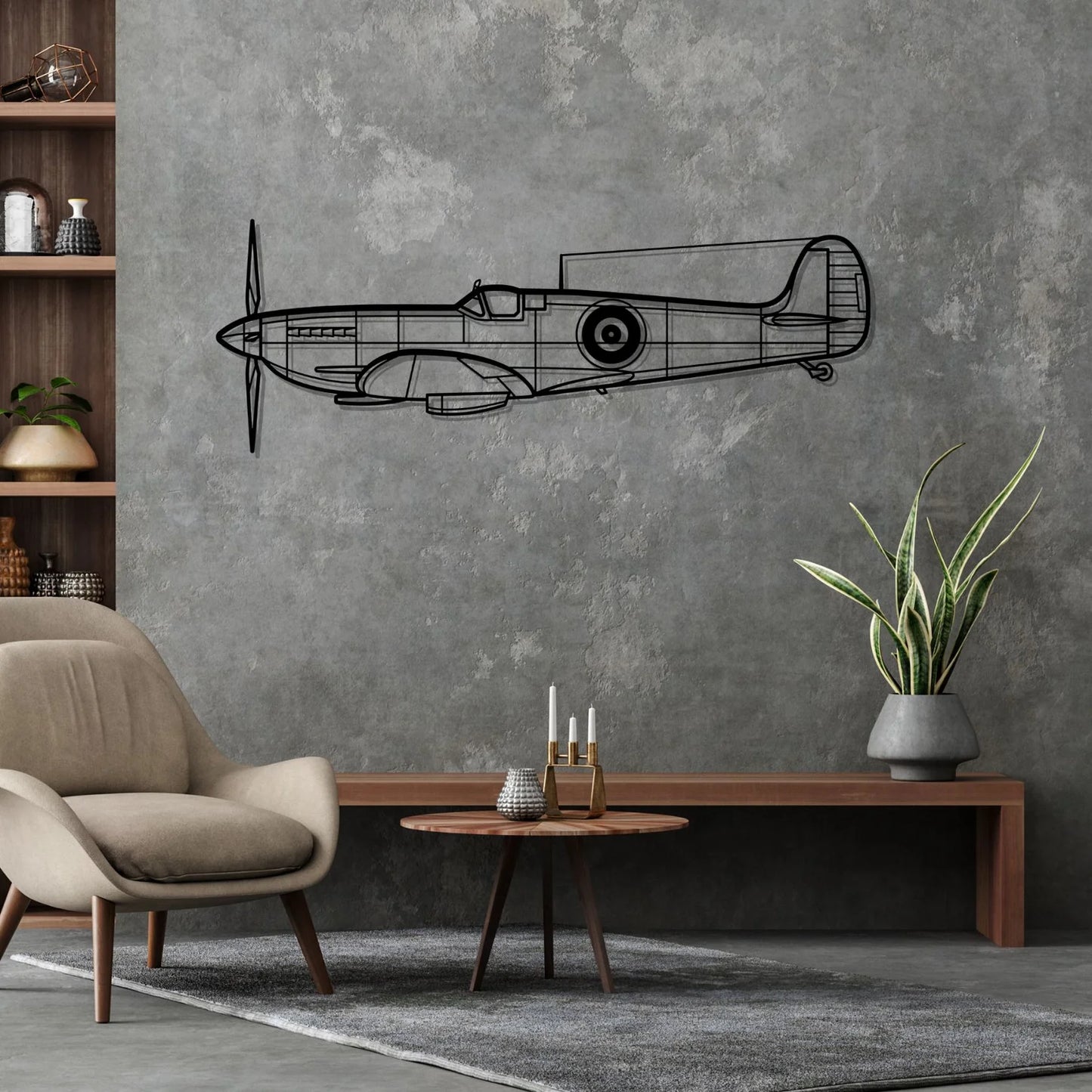 Spitfire MK IX ALT Silhouette Metal Wall Art
