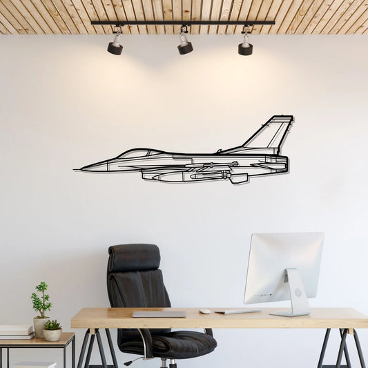 F-16 Falcon Silhouette Metal Wall Art
