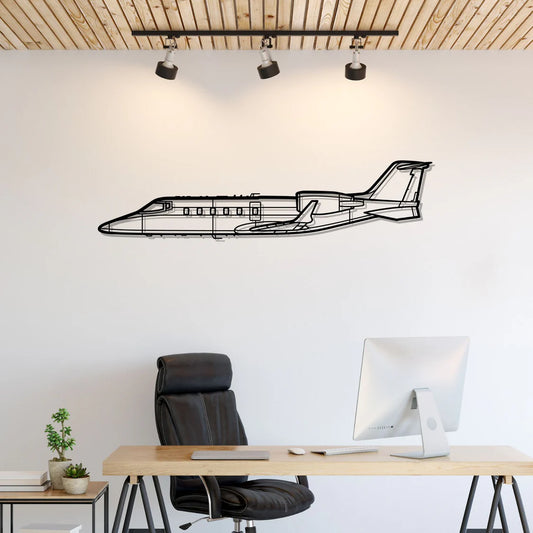 Learjet 60 Silhouette Metal Wall Art