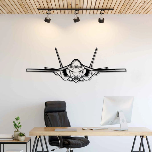 F-35A Lightning ll Front Silhouette Metal Wall Art