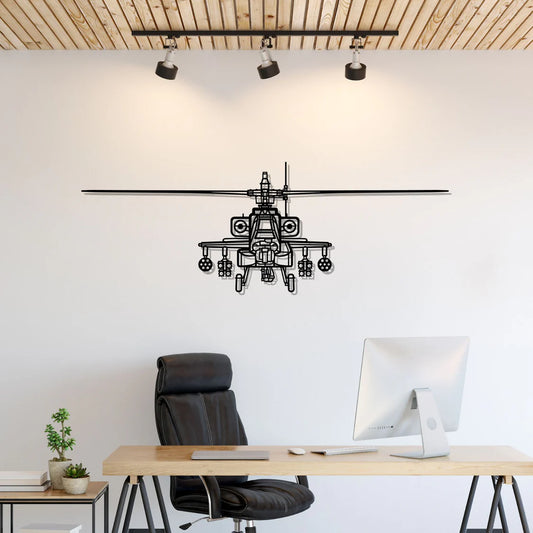 AH-64D Apache Front Silhouette Metal Wall Art