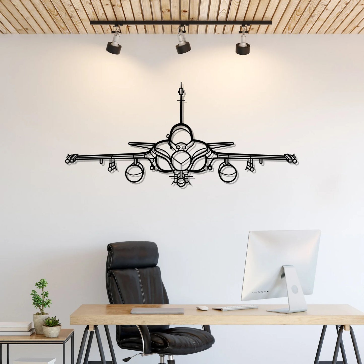 Rafale Front Silhouette Metal Wall Art